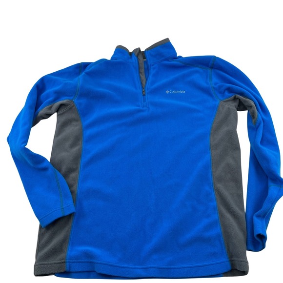 Columbia Other - Columbia Mens Blue & Gray 1/4 Zip Fleece Pullover Size M 100% Polyester Warm & L
